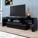 Supfirm Modern Black TV Stand, 20 Colors LED TV Stand w/Remote Control Lights - Supfirm