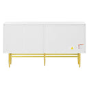 Supfirm Modern Elegant 4-door Sideboard Gold Metal Handle Buffet Cabinet for Dining Room, Living Room, Bedroom, Hallway (White) - Supfirm