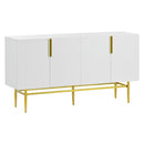 Supfirm Modern Elegant 4-door Sideboard Gold Metal Handle Buffet Cabinet for Dining Room, Living Room, Bedroom, Hallway (White) - Supfirm