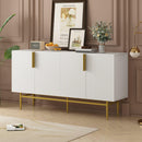 Supfirm Modern Elegant 4-door Sideboard Gold Metal Handle Buffet Cabinet for Dining Room, Living Room, Bedroom, Hallway (White) - Supfirm