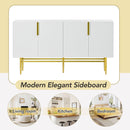 Supfirm Modern Elegant 4-door Sideboard Gold Metal Handle Buffet Cabinet for Dining Room, Living Room, Bedroom, Hallway (White) - Supfirm