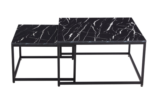 Supfirm Modern Nesting Coffee  Tables Set, Marble Black, 2pc, 31.5''L 31.5''W 17.72''H - Supfirm