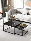 Supfirm Modern Nesting Coffee  Tables Set, Marble Black, 2pc, 31.5''L 31.5''W 17.72''H - Supfirm