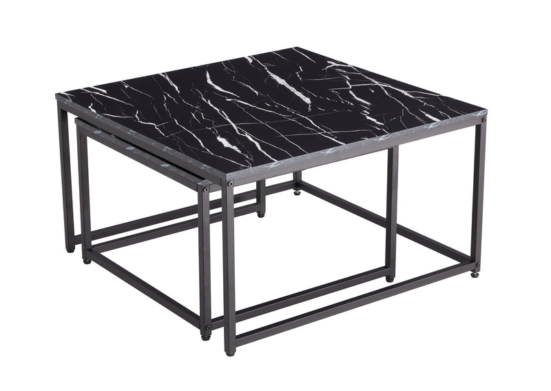 Supfirm Modern Nesting Coffee  Tables Set, Marble Black, 2pc, 31.5''L 31.5''W 17.72''H - Supfirm