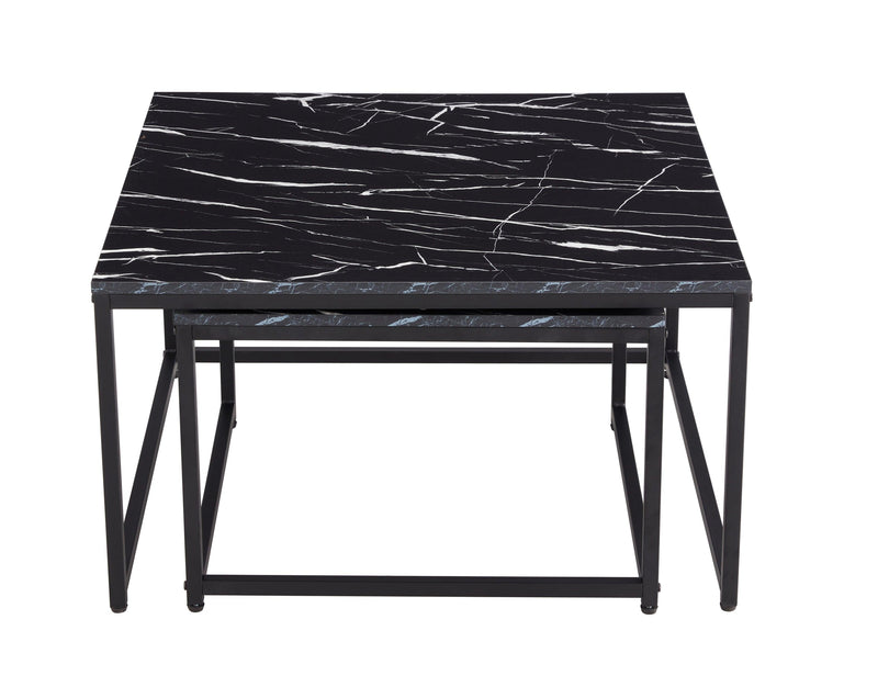 Supfirm Modern Nesting Coffee  Tables Set, Marble Black, 2pc, 31.5''L 31.5''W 17.72''H - Supfirm