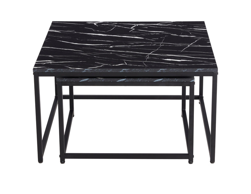 Supfirm Modern Nesting Coffee  Tables Set, Marble Black, 2pc, 31.5''L 31.5''W 17.72''H - Supfirm