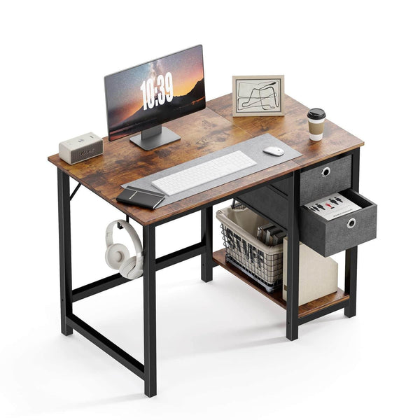 Modern Simple Style Home Office Writing Desk with 2-Tier Drawers Storage,Vintage Rustic,47IN - Supfirm