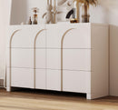 Modern Style Six-Drawer Dresser Sideboard Cabinet Ample Storage Spaces for Living Room, Children's Room, Adult Room, Half Gloss White - Supfirm