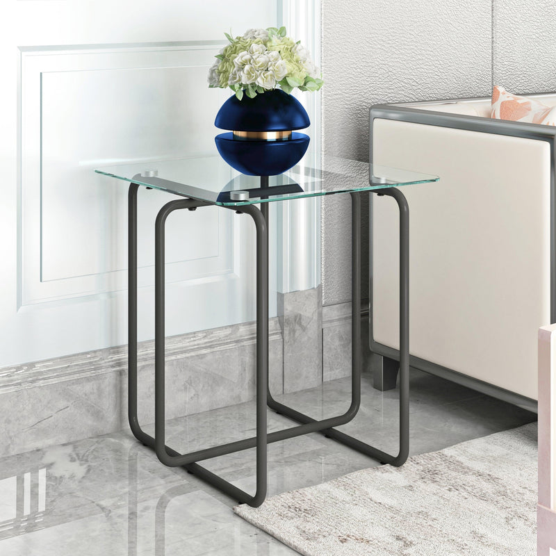 Supfirm Modern Tempered Glass Coffee Table End Table Side Table for Living Room,bedroom, Transparent - Supfirm