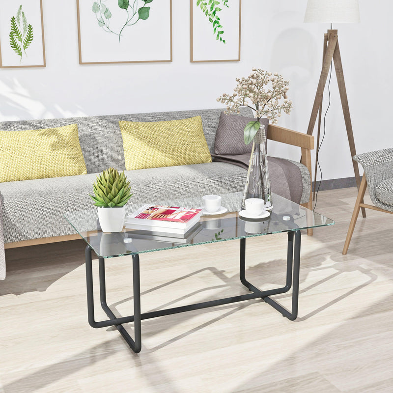 Supfirm Modern Tempered Glass Tea Table Coffee Table, Table for Living Room,Transparent - Supfirm