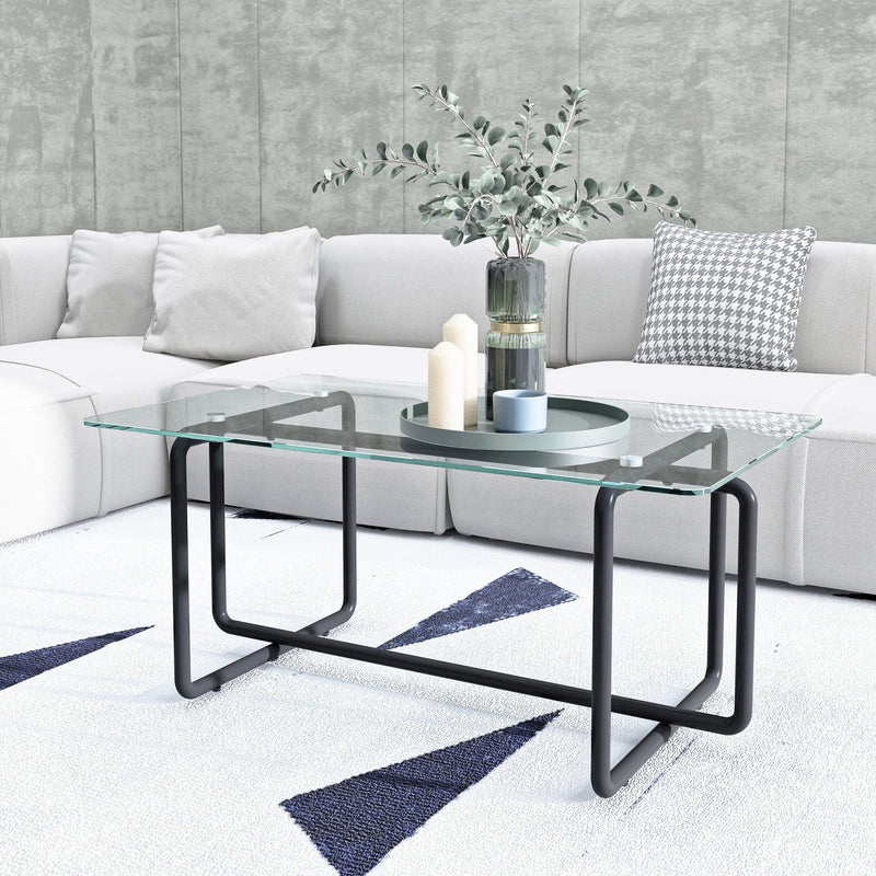 Supfirm Modern Tempered Glass Tea Table Coffee Table, Table for Living Room,Transparent - Supfirm