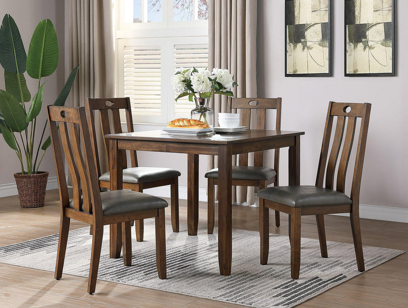 Natural Brown Finish Dinette 5pc Set Kitchen Breakfast Dining Table wooden Top Cushion Seats Chairs Dining room Furniture - Supfirm