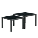 Supfirm Nesting Coffee Table Set of 2, Square Modern Stacking Table with Tempered Glass Finish for Living Room,Black - Supfirm