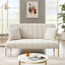 [New Design] Modern and comfortable beige Australian cashmere fabric sofa, comfortable loveseat with two throw pillows - Supfirm