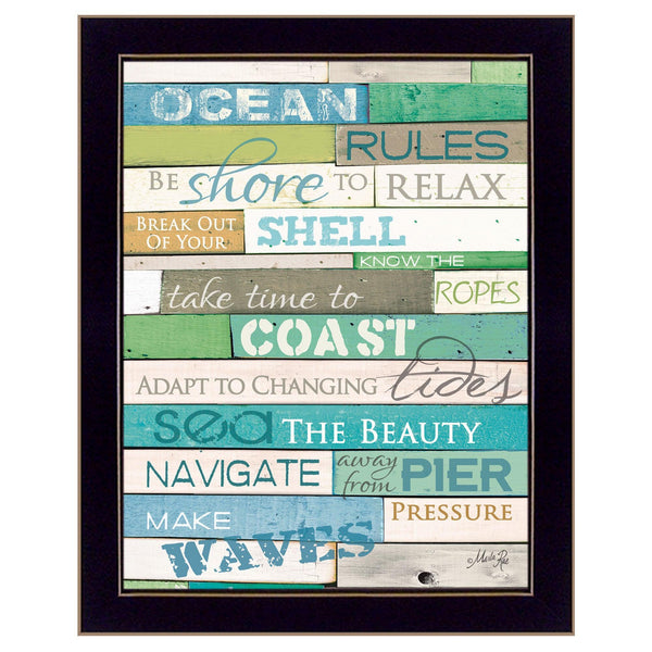 Supfirm "Ocean Rules" By Marla Rae, Printed Wall Art, Ready To Hang Framed Poster, Black Frame - Supfirm