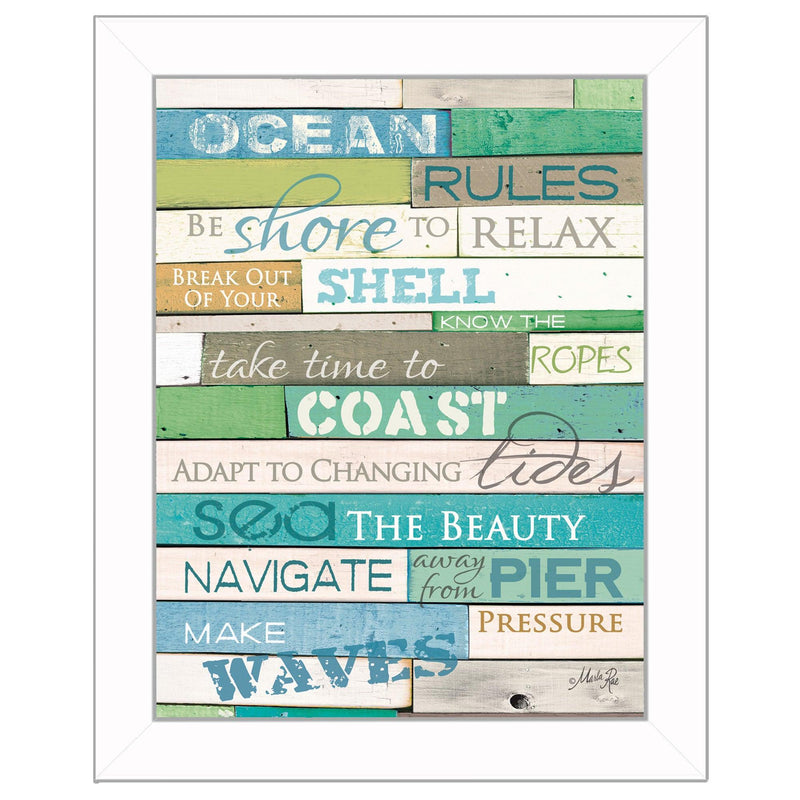 Supfirm "Ocean Rules" By Marla Rae, Printed Wall Art, Ready To Hang Framed Poster, White Frame - Supfirm