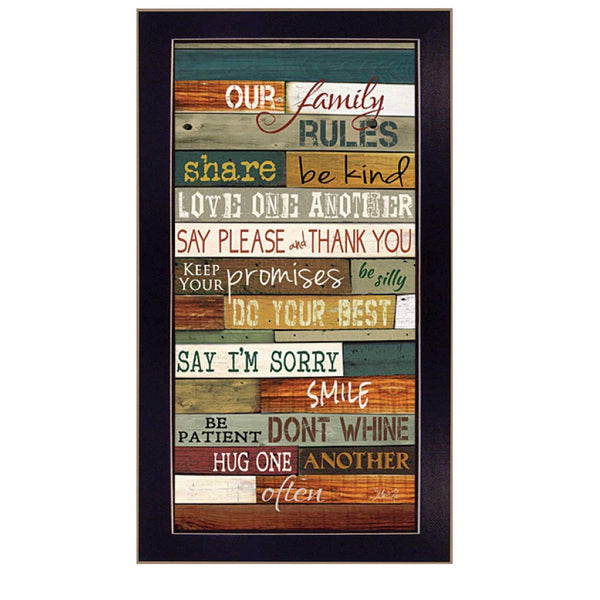 Supfirm "Our Family Rules" By Marla Rae, Printed Wall Art, Ready To Hang Framed Poster, Black Frame - Supfirm