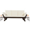 Supfirm Outdoor Adjustable Patio Wooden Daybed Sofa Chaise Lounge with Cushions for Small Places, Brown Finish+Beige Cushion - Supfirm