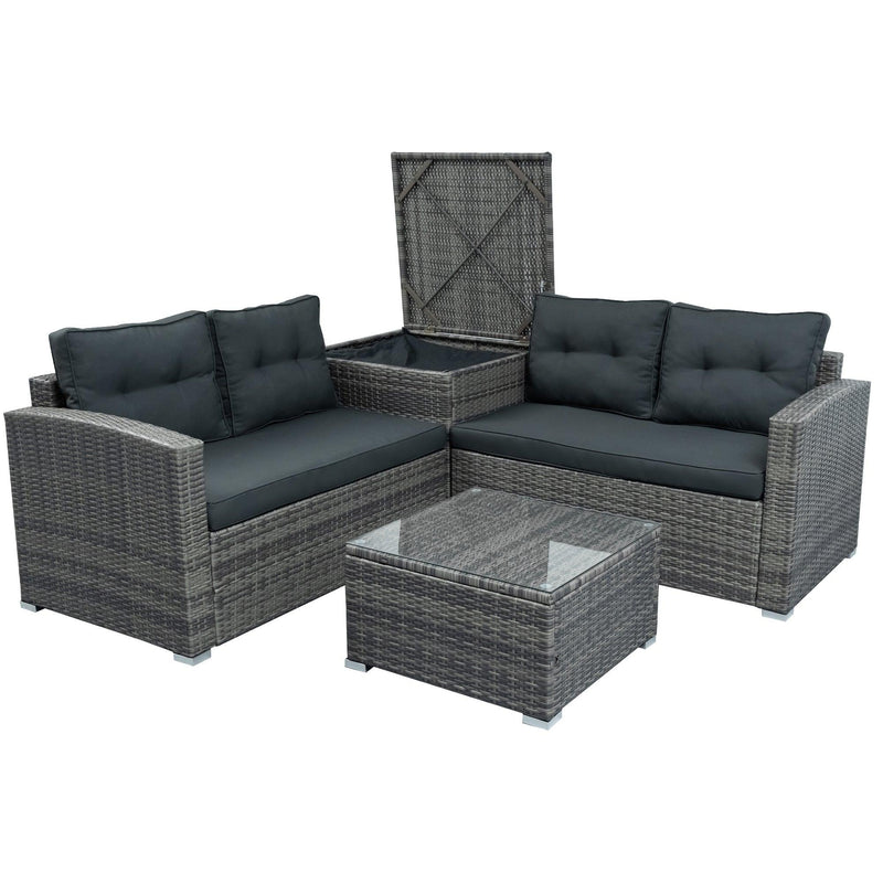 Supfirm Outdoor Furniture Sofa Set with Large Storage Box - Supfirm