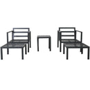 Supfirm Outdoor Patio 5-piece Aluminum Alloy Conversation Set Sofa Set with Coffee Table and Stools for Poolside, Garden,Black Frame+Gray Cushion - Supfirm