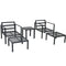 Supfirm Outdoor Patio 5-piece Aluminum Alloy Conversation Set Sofa Set with Coffee Table and Stools for Poolside, Garden,Black Frame+Gray Cushion - Supfirm