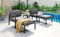 Supfirm Outdoor Patio 5-piece Aluminum Alloy Conversation Set Sofa Set with Coffee Table and Stools for Poolside, Garden,Black Frame+Gray Cushion - Supfirm