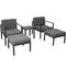 Supfirm Outdoor Patio 5-piece Aluminum Alloy Conversation Set Sofa Set with Coffee Table and Stools for Poolside, Garden,Black Frame+Gray Cushion - Supfirm