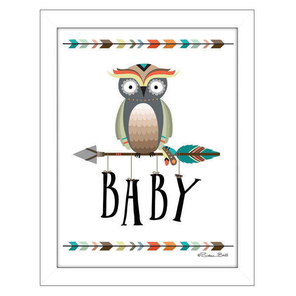 Supfirm "Owl Baby" By Susan Boyer, Printed Wall Art, Ready To Hang Framed Poster, White Frame - Supfirm