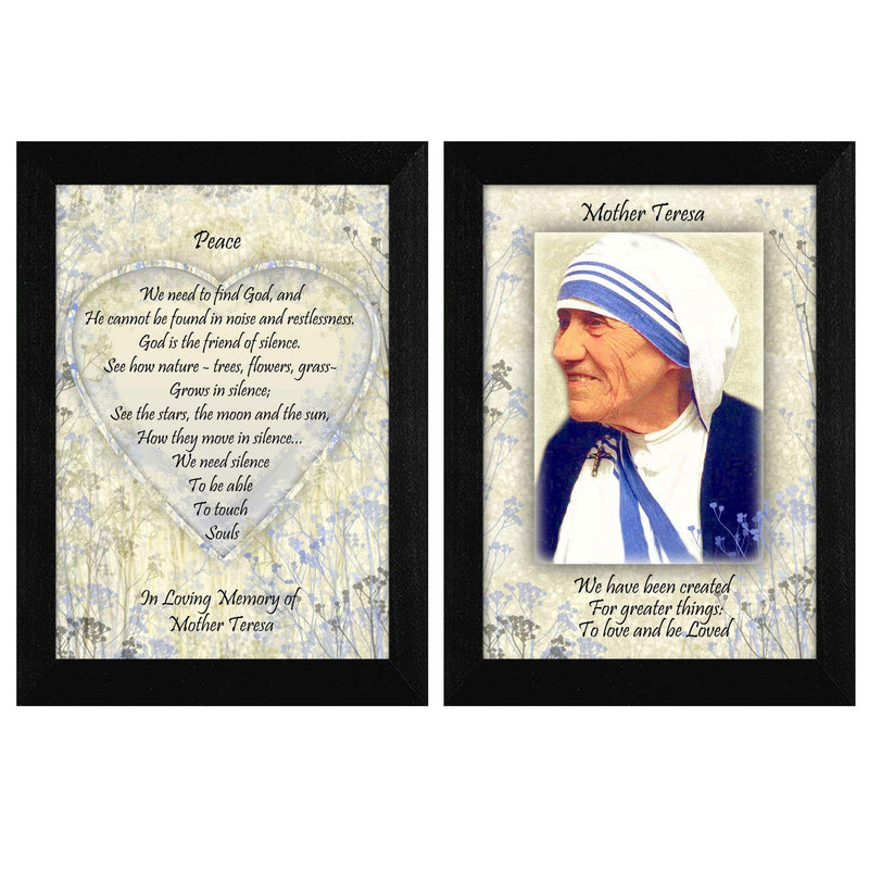 Supfirm "Peace Quotes 2-Piece Vignette by Mother Teresa Collection", Printed Wall Art, Ready To Hang Framed Poster, Black Frame - Supfirm