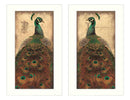 Supfirm "Peacock Collection" 2-Piece Vignette By John Jones, Printed Wall Art, Ready To Hang Framed Poster, White Frame - Supfirm