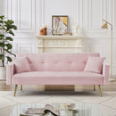 PINK Velvet Convertible Folding Futon Sofa Bed , Sleeper Sofa Couch for Compact Living Space - Supfirm