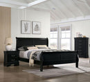 Queen Size Bed Black Louis Phillipe Solidwood 1pc Bed Bedroom Sleigh Bed, Common - Supfirm