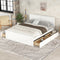 Queen Size Wooden Platform Bed with Four Storage Drawers and Support Legs, White - Supfirm