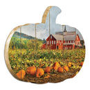 Supfirm "Red Barn Pumpkin Patch" By Artisan Lori Deiter Printed on Wooden Pumpkin Wall Art - Supfirm