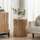 Supfirm Retro Fashion Style Cylindrical Coffee Table with Vertical Texture Relief Design,Suitable for Living Room,Office,and Dining Room - Supfirm