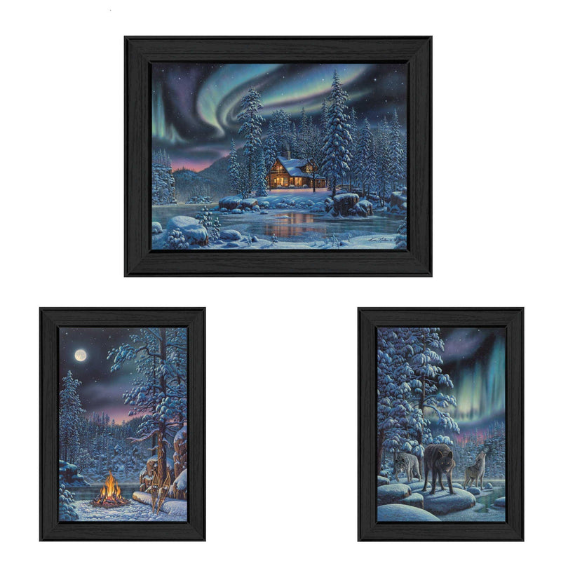 Supfirm "Rivers Of Light Collection" 3-Piece Vignette By Kim Norlien, Printed Wall Art, Ready To Hang Framed Poster, Black Frame - Supfirm