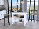 Rockaway 3-Shelf Kitchen Island White and Ibiza Marble - Supfirm