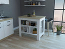 Rockaway 3-Shelf Kitchen Island White and Light Oak - Supfirm