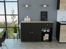 Sayville 2-Drawer 2-Shelf Kitchen Island Black Wengue - Supfirm