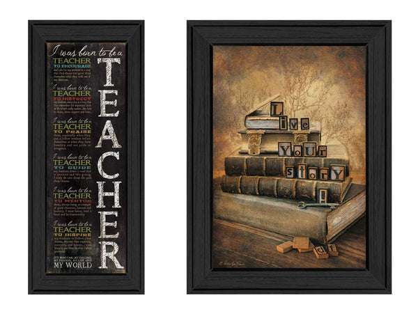 Supfirm "School Collection" 2-Piece Vignette By R. Vieira and P. Britton, Printed Wall Art, Ready To Hang Framed Poster, Black Frame - Supfirm