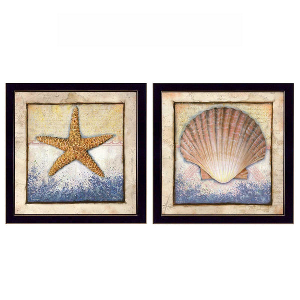 Supfirm "Sea Journey Collection" 2-Piece Vignette By Ed Wargo, Printed Wall Art, Ready To Hang Framed Poster, Black Frame - Supfirm