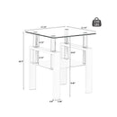 Supfirm Set of 2, Modern Tempered Glass Tea Table Coffee Table End Table, Square Table for Living Room, Transparent/White - Supfirm