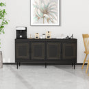 Sideboard Buffet Cabinet, Wooden Storage Cabinet with Adjustable Shelves, Modern 4 Door Console Table for Home Kitchen Living Room Black - Supfirm