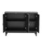 Supfirm Sideboard with Glass Doors, 3 Door Mirrored Buffet Cabinet with Silver Handle for Living Room, Hallway, Dining Room (Black) - Supfirm