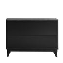 Supfirm Sideboard with Glass Doors, 3 Door Mirrored Buffet Cabinet with Silver Handle for Living Room, Hallway, Dining Room (Black) - Supfirm