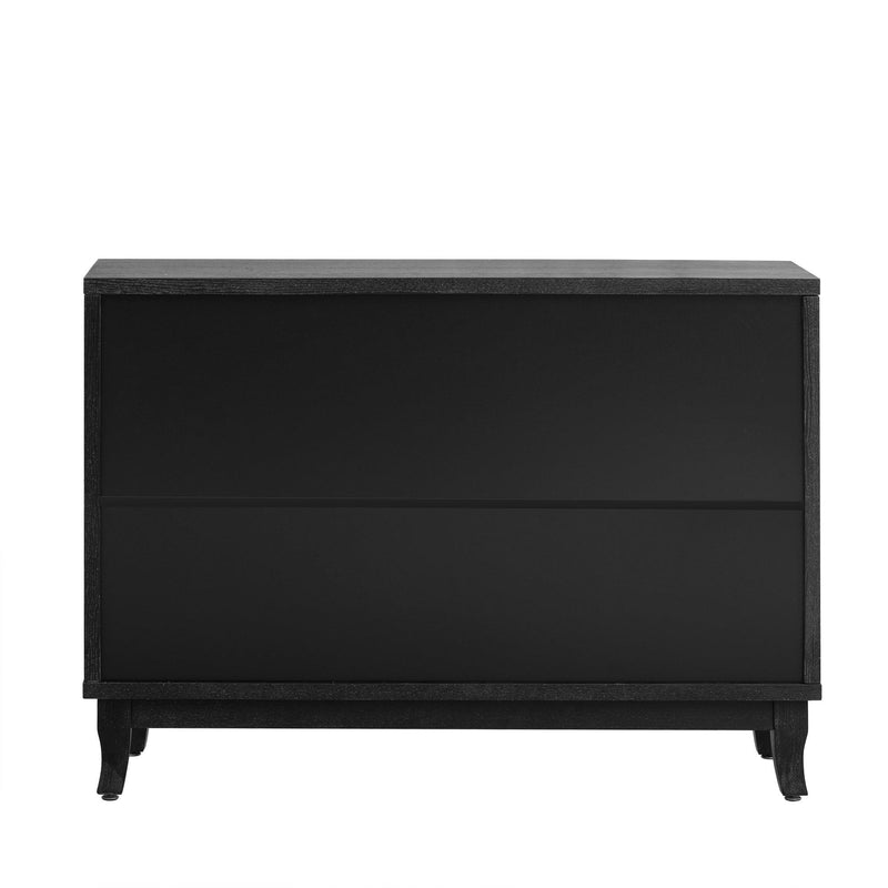 Supfirm Sideboard with Glass Doors, 3 Door Mirrored Buffet Cabinet with Silver Handle for Living Room, Hallway, Dining Room (Black) - Supfirm