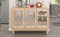 Supfirm Sideboard with Glass Doors, 3 Door Mirrored Buffet Cabinet with Silver Handle for Living Room, Hallway, Dining Room (Natural Wood Wash) - Supfirm
