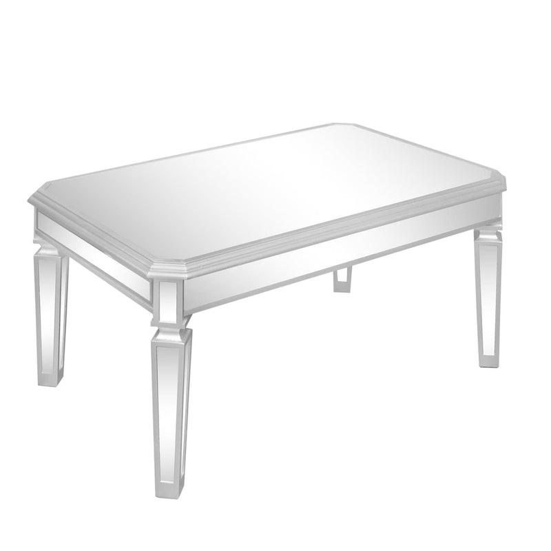 Supfirm Sleek Glass Mirrored Coffee Table with Adjustable Legs, Easy Assembly Cocktail Table with Sturdy Design, Luxury Contemporary Center Table for Living Room, Silver - Supfirm