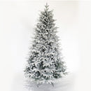 Snow Flocked Christmas Tree 7ft Artificial Hinged Pine Tree with White Realistic Tips Unlit - Supfirm