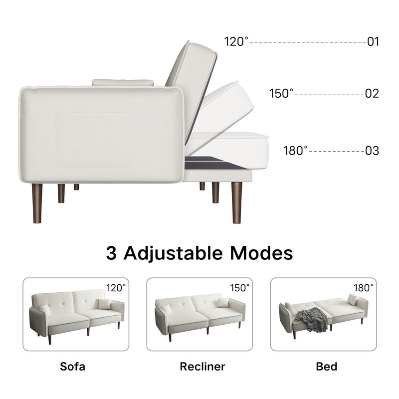 Supfirm Sofa bed in White Cotton Linen Fabric - Supfirm